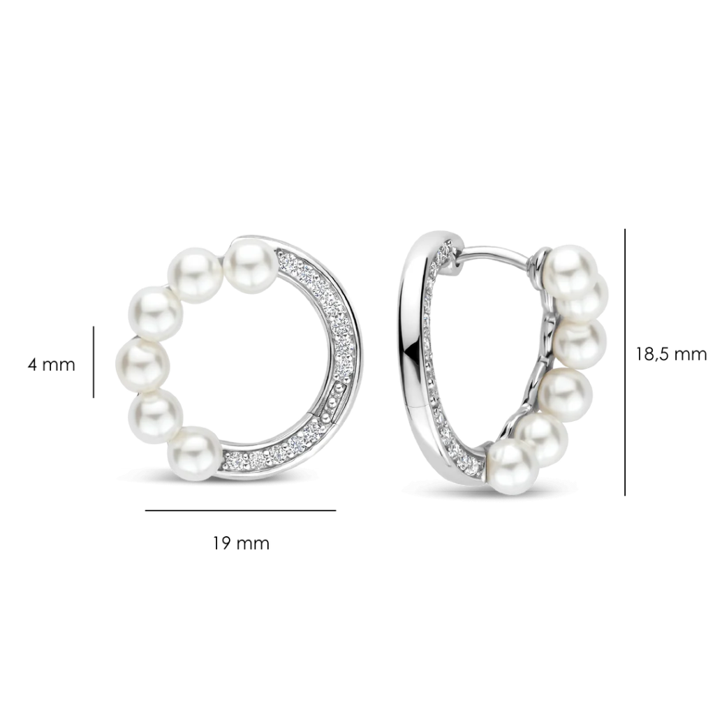 Argolas Pearl Circle Zirconia Silver