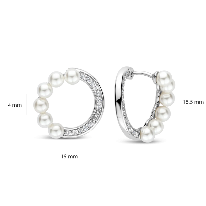 Argolas Pearl Circle Zirconia Silver