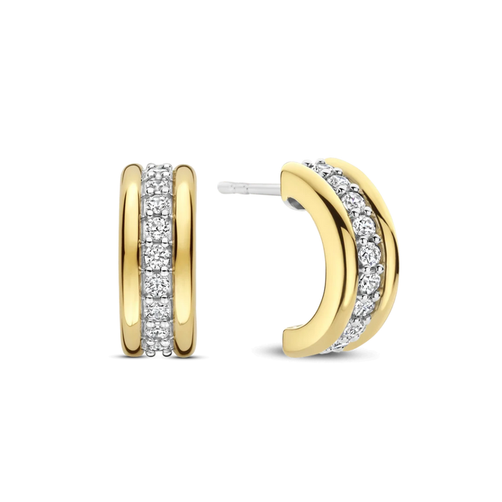 Argolas Triple Zirconia Vermeil Gold