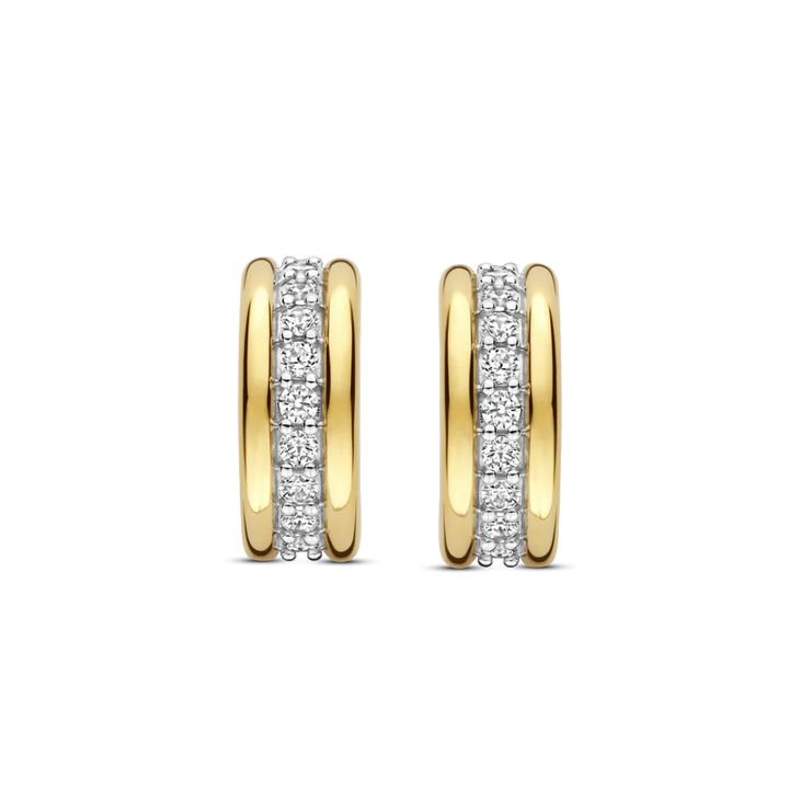 Argolas Triple Zirconia Vermeil Gold