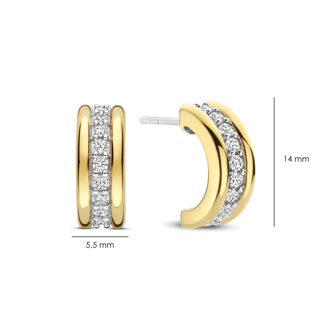 Argolas Triple Zirconia Vermeil Gold