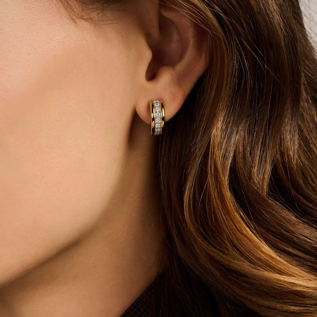Argolas Triple Zirconia Vermeil Gold