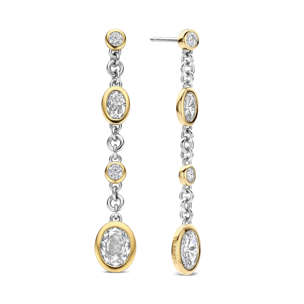 Brincos Oval Zirconia Gold Vermeil