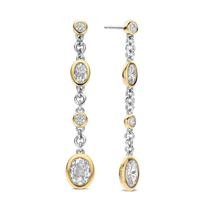 Brincos Oval Zirconia Gold Vermeil