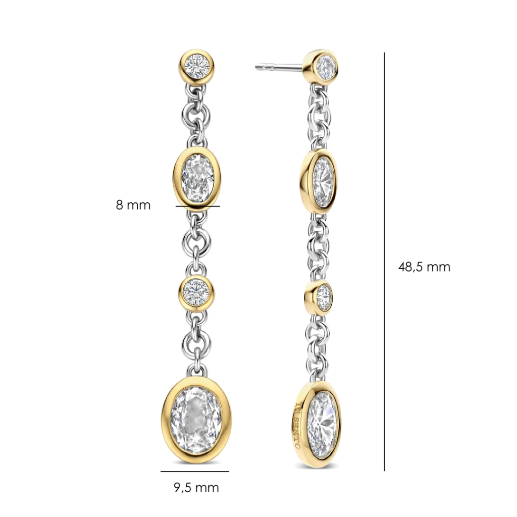 Brincos Oval Zirconia Gold Vermeil