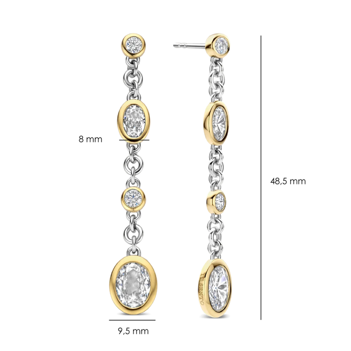 Brincos Oval Zirconia Gold Vermeil