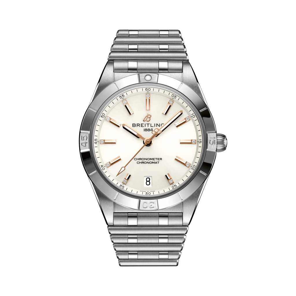 Relógio Breitling Chronomat Automatic 36mm prateado com mostrador branco
