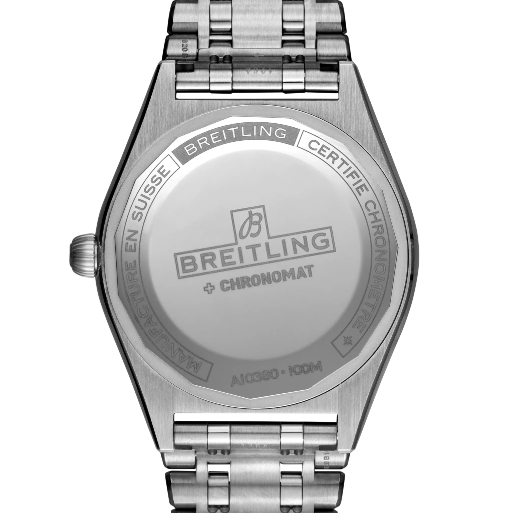 Tampa do Relógio Breitling Chronomat Automatic 36mm prateado com mostrador branco