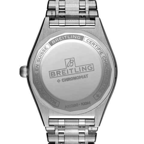 Tampa do Relógio Breitling Chronomat Automatic 36mm prateado com mostrador branco