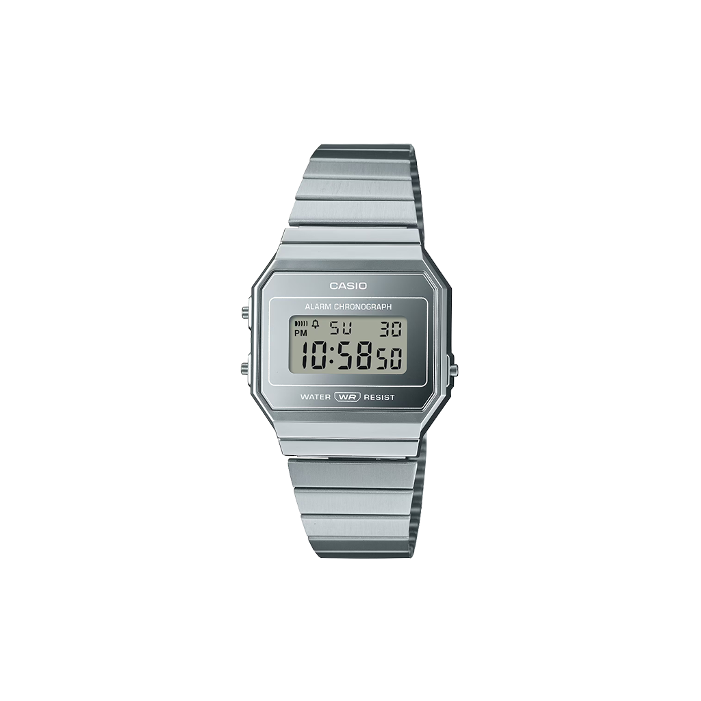 relógio casio vintage iconic totalmente prateado