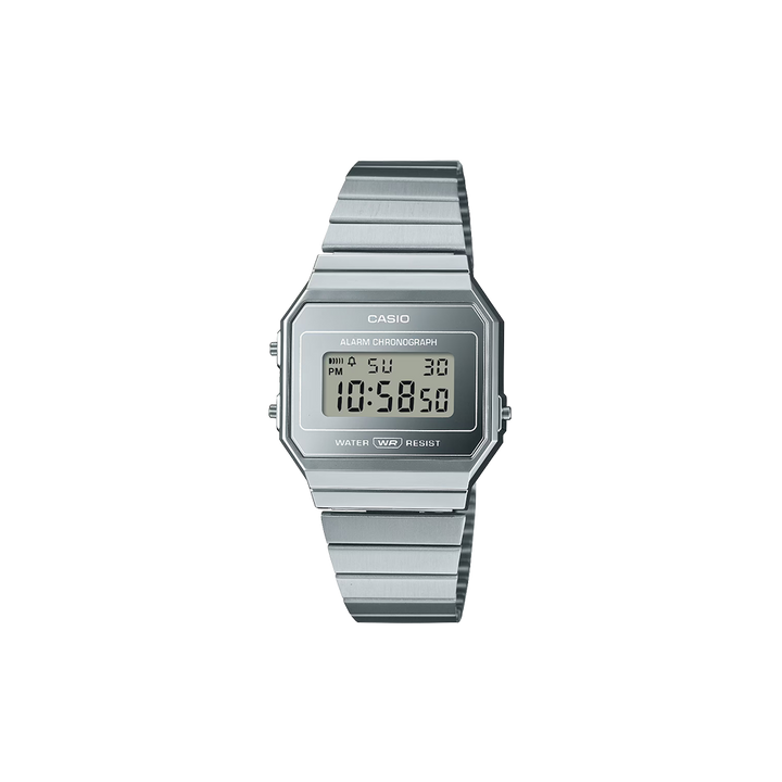 relógio casio vintage iconic totalmente prateado