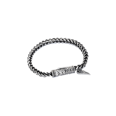 Pulseira Anjewels Metal American Dream malha prateada com fecho clique e logotipo cravado