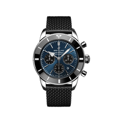 relógio superocean heritage pulseira preta e mostrador azul