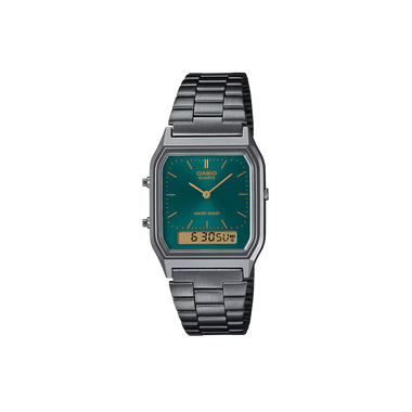 Relógio Casio Vintage Edgy cinzento escuro com mostrador verde água