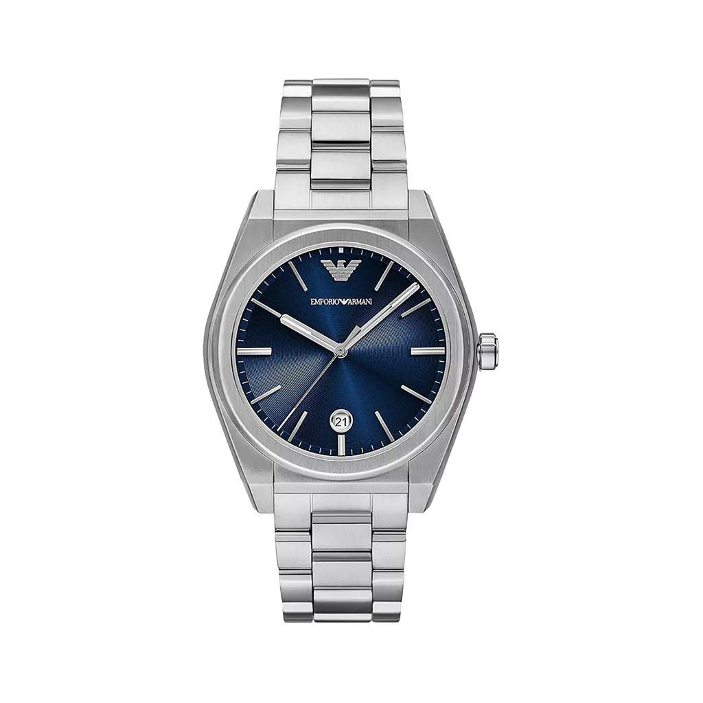 Relógio Armani Federico 41mm prateado com mostrador azul
