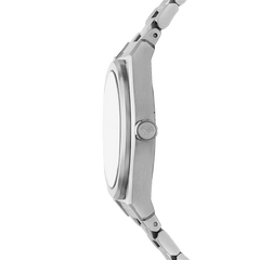 Vista lateral do Relógio Armani Federico 41mm prateado com mostrador azul