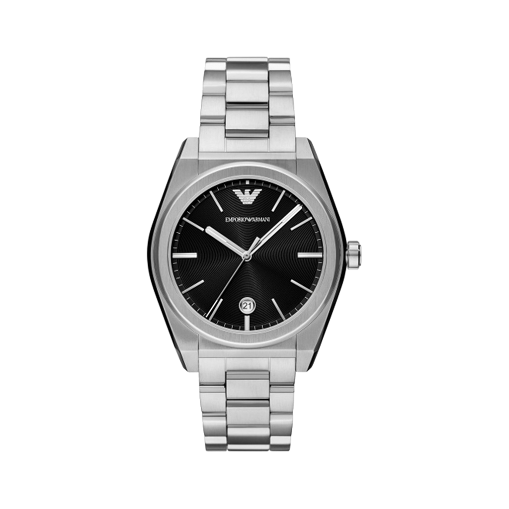 Relógio Armani Federico 41mm prateado com mostrador preto