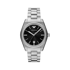 Relógio Armani Federico 41mm prateado com mostrador preto