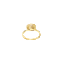 Anel NANIS Boules dourado com duas linhas de diamantes e bola oval de quartzo morango vista interior