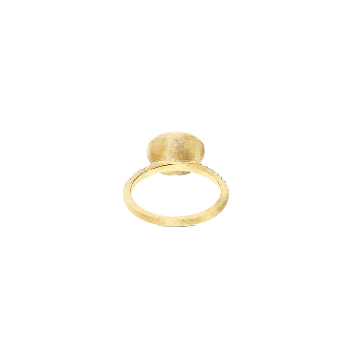 Anel NANIS Boules dourado com duas linhas de diamantes e bola oval de jadeíta vista interior