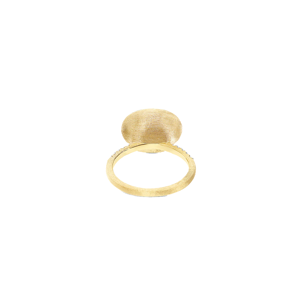 Anel NANIS Boules dourado com duas linhas de diamantes e bola oval de amazonita vista interior