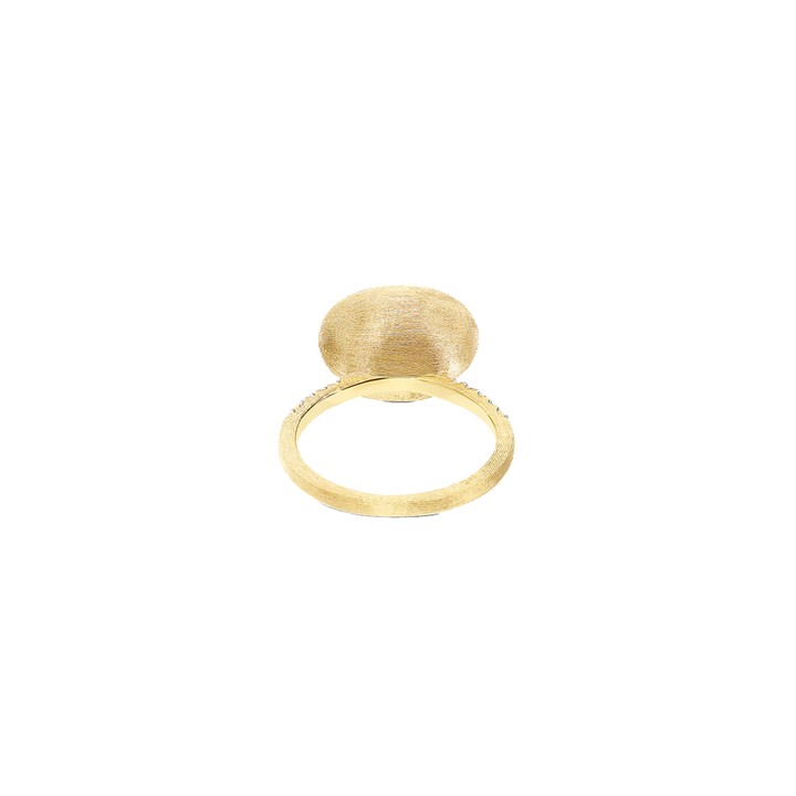 Anel NANIS Boules dourado com duas linhas de diamantes e bola oval de amazonita vista interior