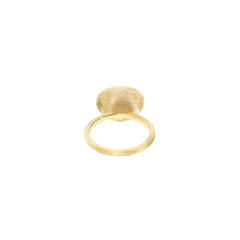 Anel NANIS Boules dourado com duas linhas de diamantes e bola oval de amazonita vista interior