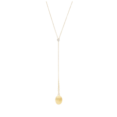 Colar NANIS Dancing Elite dourado com pormenor de união revestido em zircónias com um fio longo e pendente oval no fim