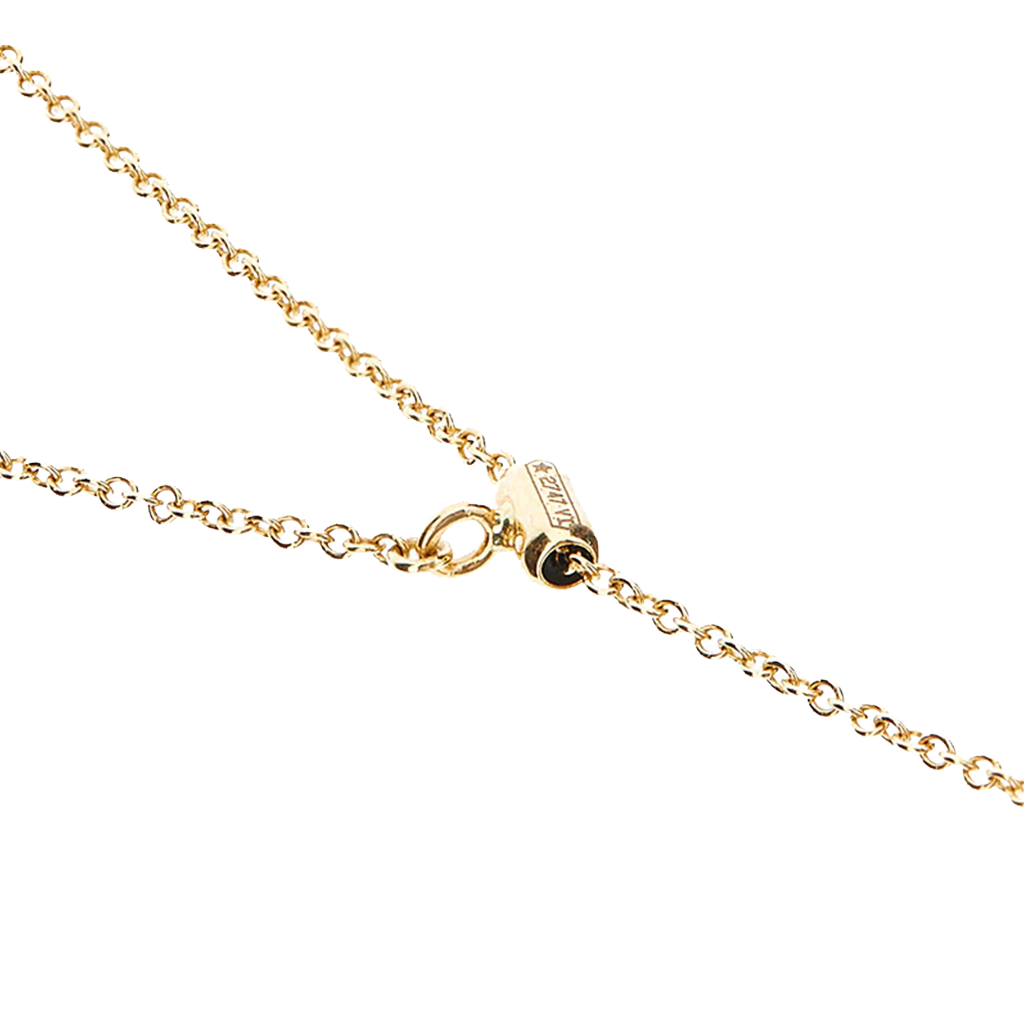 Pormenor da união revestido em zircónias do Colar NANIS Dancing Elite dourado com um fio longo e pendente oval no fim 