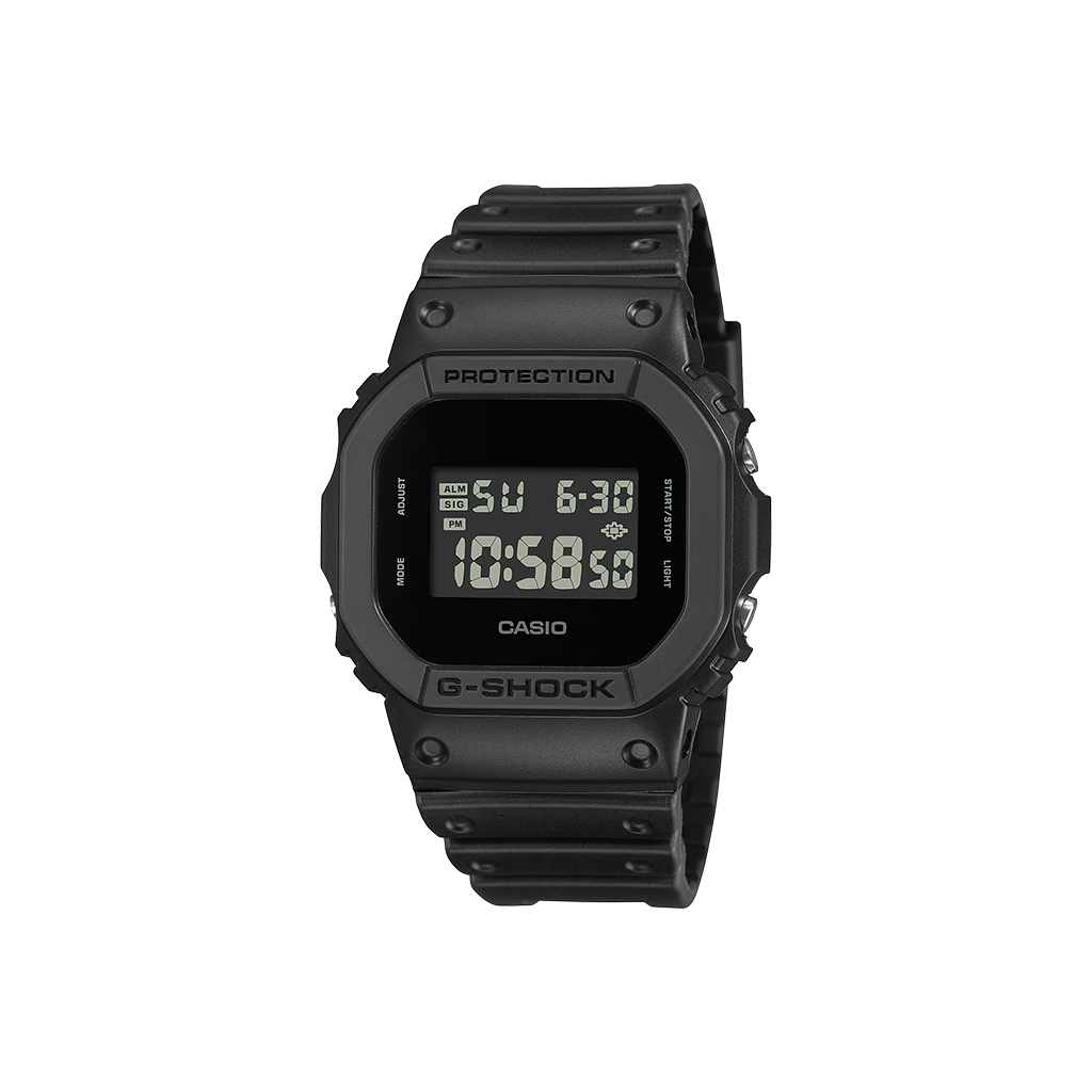 Relógio Casio G-Shock The Origin totalmente preto com as horas digitais amarelas