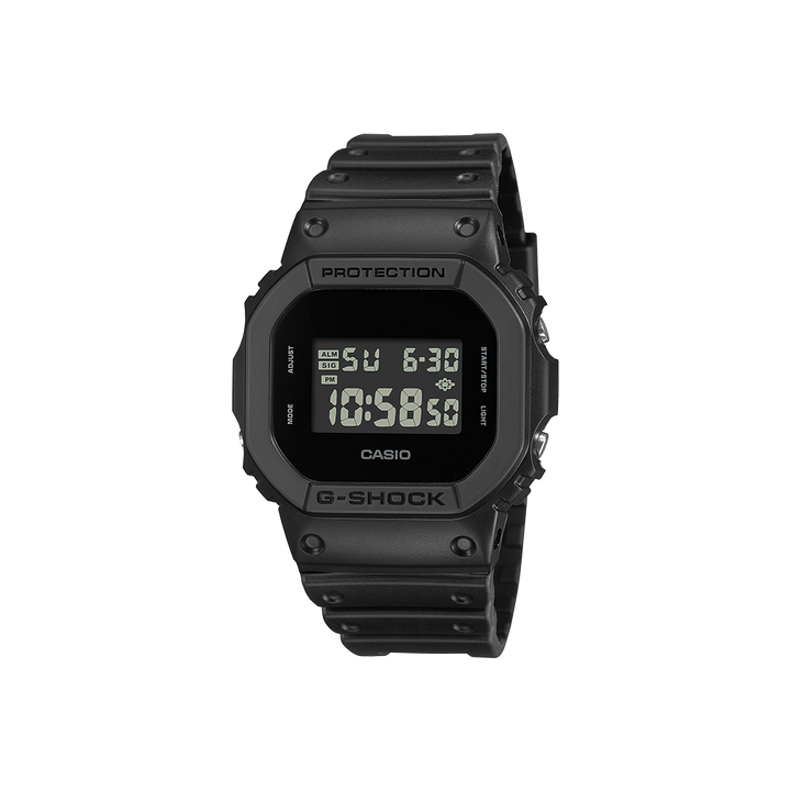 Relógio Casio G-Shock The Origin totalmente preto com as horas digitais amarelas