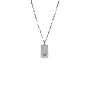 Colar Armani Eagle de chapa prateada lisa e símbolo da águia da marca cravada