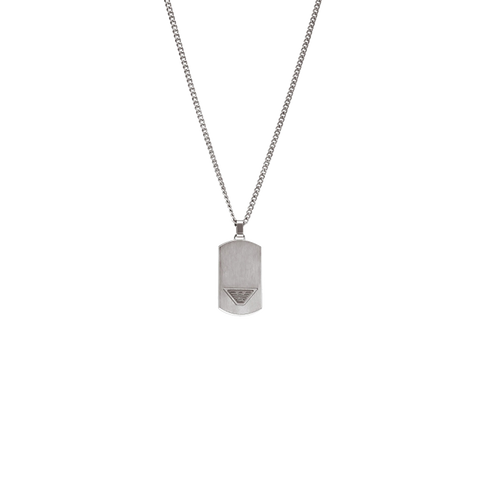 Colar Armani Eagle de chapa prateada lisa e símbolo da águia da marca cravada