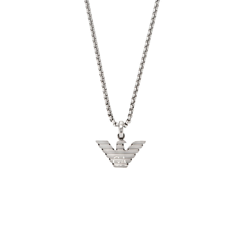 Colar Armani prateado com pendente águia da marca em 3D