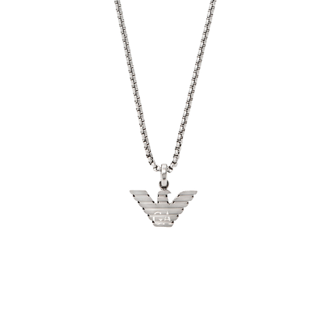 Colar Armani prateado com pendente águia da marca em 3D