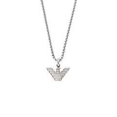 Colar Armani prateado com pendente águia da marca em 3D