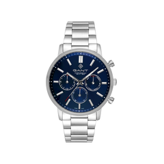 Relógio Gant East Hill 43mm prateado com mostrador azul