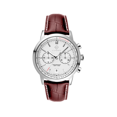 Relógio Gant Bergamo 42mm prateado e pulseira de pele em castanho com mostrador branco