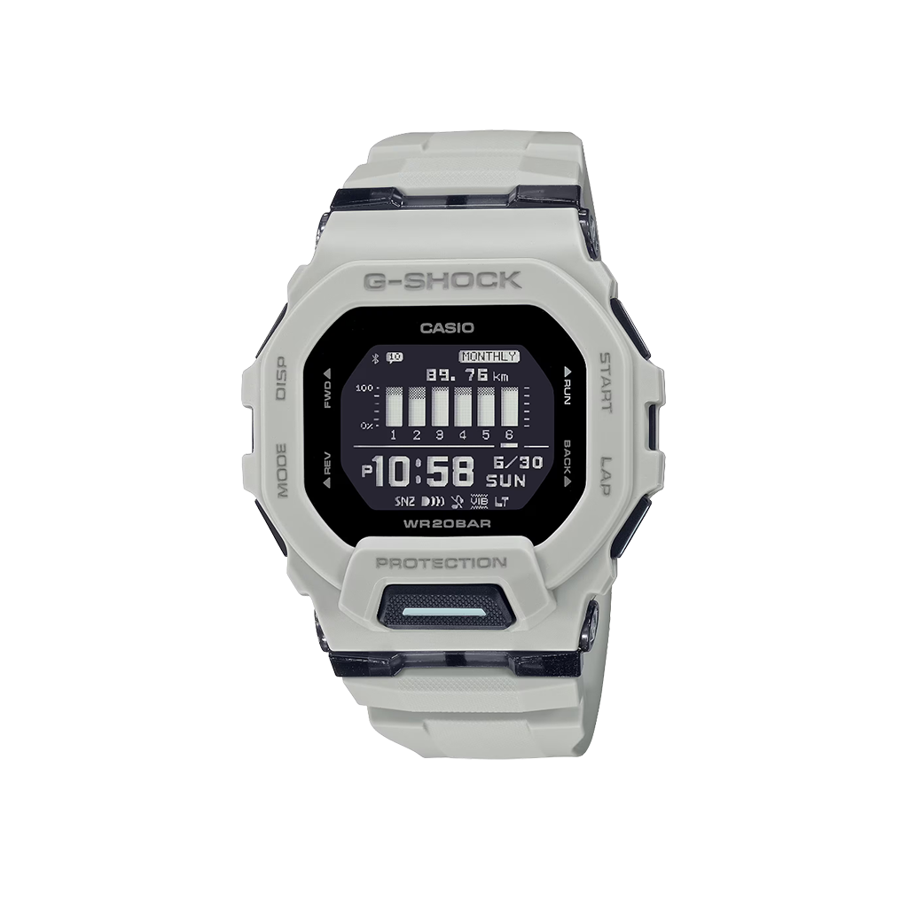 relógio casio g-shock g-squad branco com mostrador preto