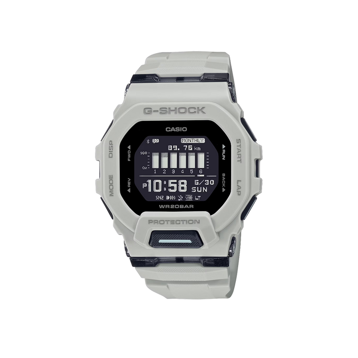 relógio casio g-shock g-squad branco com mostrador preto