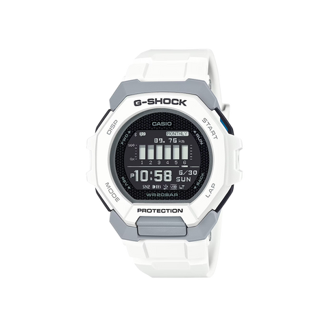 Relógio Casio G-Shock G-Squad Branco com detalhe cinza na caixa e mostrador preto