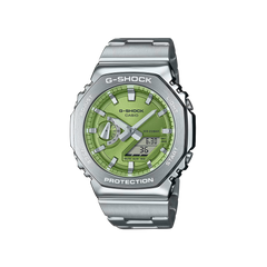 Relógio Casio G-Shock G-Steel prateado com mostrador verde
