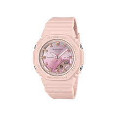imagem frontal do relógio CASIO Shock Classic Light Pink em rosa claro e criado com materiais ambientalmente responsáveis