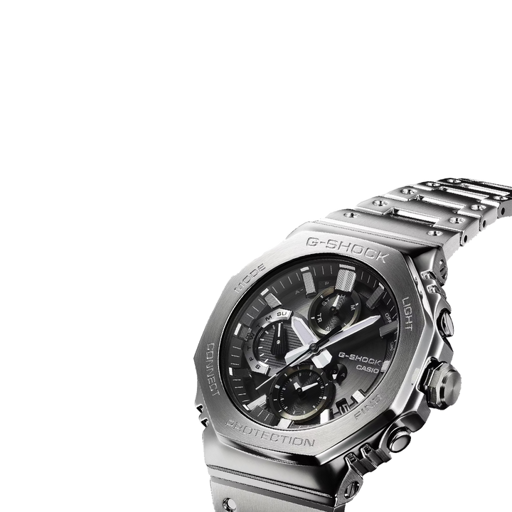 Mostrador preto do relógio Casio G-Shock Classic totalmente prateado