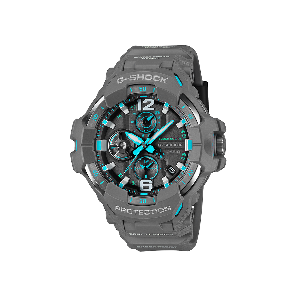 Relógio G-Shock Master of G GravityMaster cinzento com mostrador preto e detalhes azuis