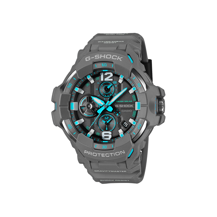Relógio G-Shock Master of G GravityMaster cinzento com mostrador preto e detalhes azuis
