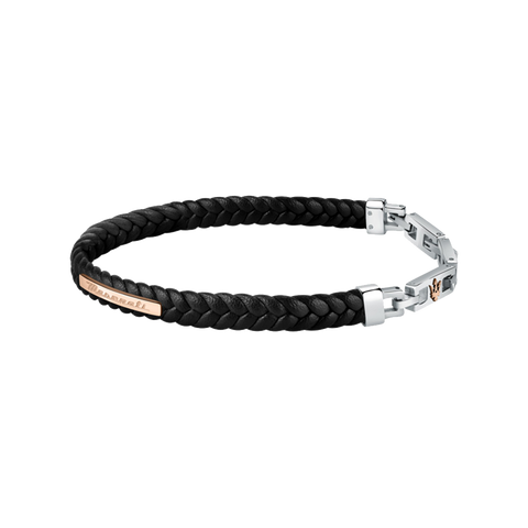 Pulseira Gioielli Leather Black-Silver