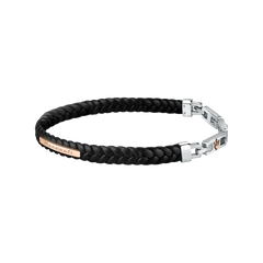 Pulseira Gioielli Leather Black-Silver