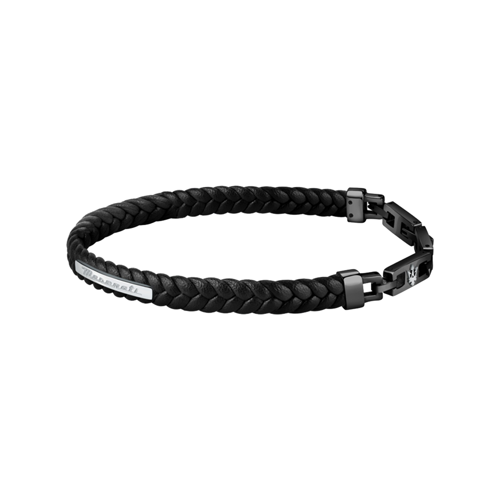 Pulseira Gioielli Leather Black-Silver