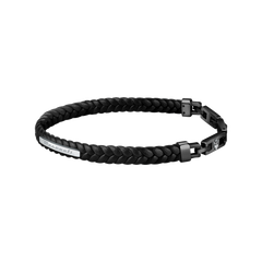 Pulseira Gioielli Leather Black-Silver